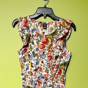 City Streets Floral Cotton Dress Size Medium Ruffle Tank Style